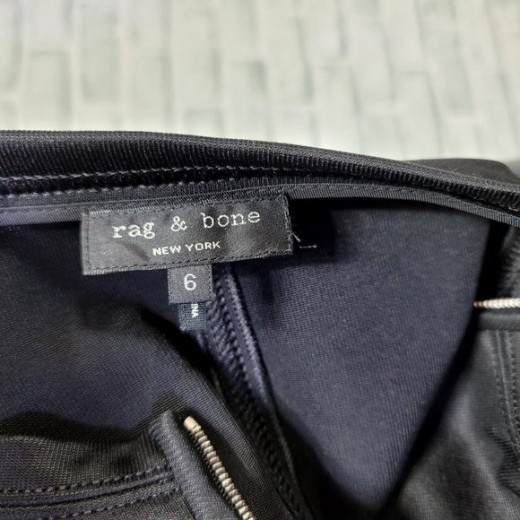 🔥Rag & Bone Womens 6 Joyce Black Zip Front Bodycon‎ Mini Dress L/S Black - Picture 9 of 10